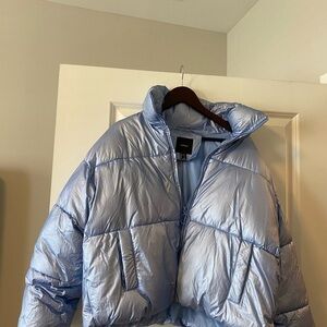 NOT FOR SALE! 
Forever 21 Shiny Blue Puffer Jacket